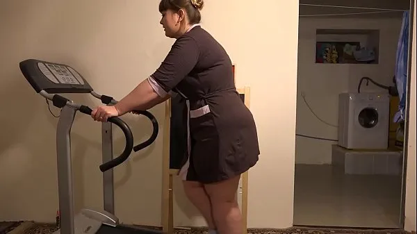 Best BBW with a anal plug in a fat ass runs on a treadmill, and then completely undresses in a public place. Fetish compilation clips Movies