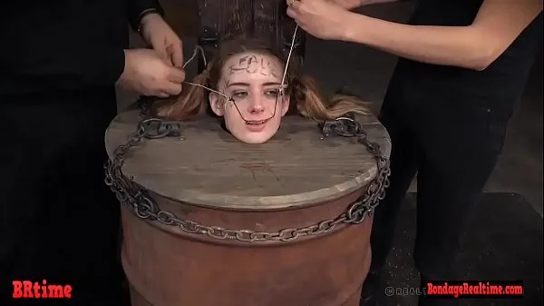 Best Bdsm babe trapped in a barrel and electrified clips Movies