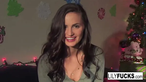 Best Lily tells us her horny Christmas wishes before satisfying herself in both holes clips Movies